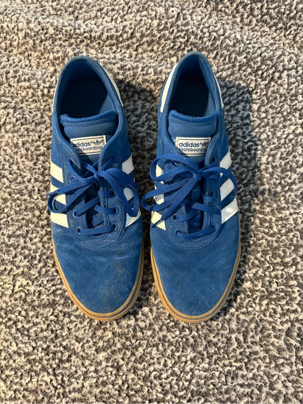 Adidas Men’s Size 11 Blue Suede Skateboarding Shoes Very Good Condition!